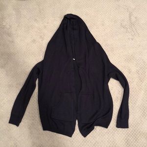Lululemon Navy Ribbed Shawl Sweater with Hood